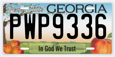 GA license plate PWP9336