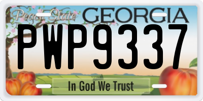 GA license plate PWP9337