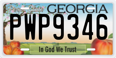 GA license plate PWP9346