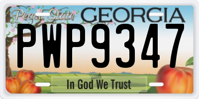 GA license plate PWP9347