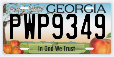 GA license plate PWP9349