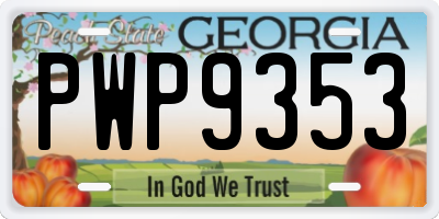 GA license plate PWP9353
