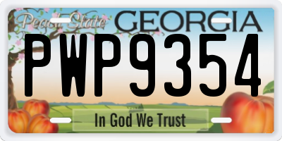 GA license plate PWP9354