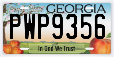 GA license plate PWP9356