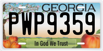 GA license plate PWP9359