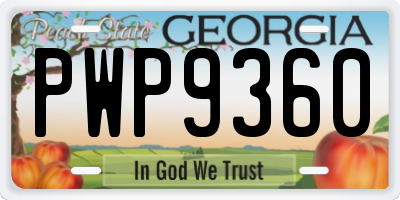 GA license plate PWP9360