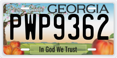 GA license plate PWP9362