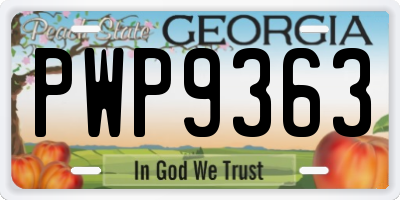 GA license plate PWP9363