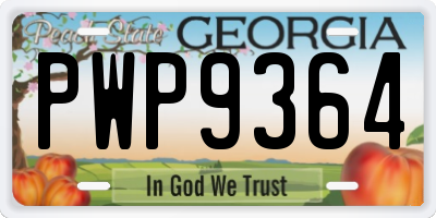 GA license plate PWP9364