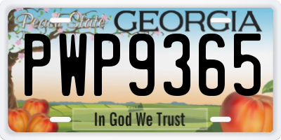 GA license plate PWP9365