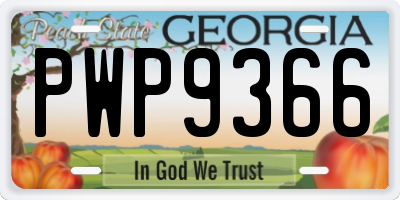 GA license plate PWP9366