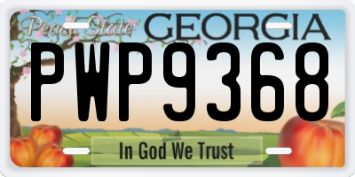 GA license plate PWP9368