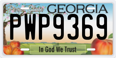 GA license plate PWP9369