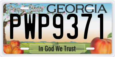 GA license plate PWP9371