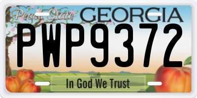GA license plate PWP9372