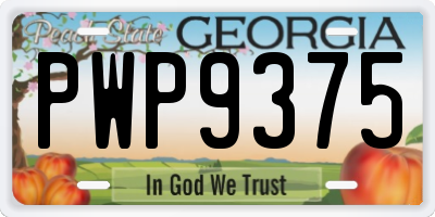 GA license plate PWP9375