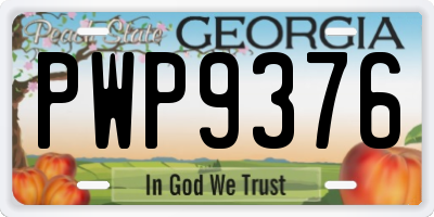 GA license plate PWP9376