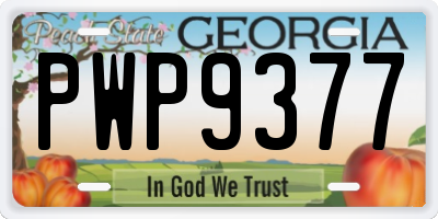 GA license plate PWP9377