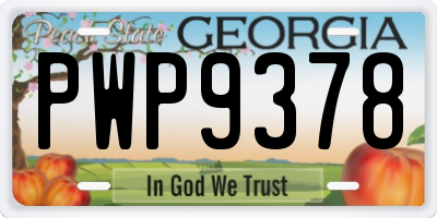 GA license plate PWP9378
