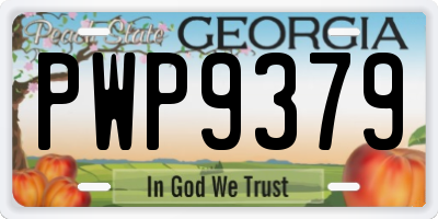 GA license plate PWP9379