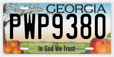 GA license plate PWP9380