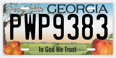 GA license plate PWP9383