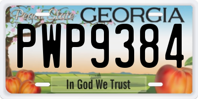 GA license plate PWP9384