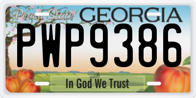 GA license plate PWP9386