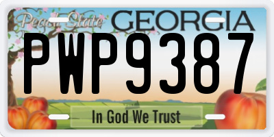 GA license plate PWP9387