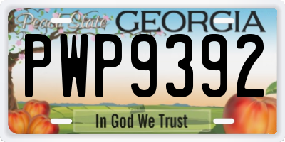 GA license plate PWP9392