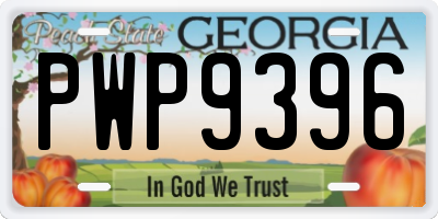 GA license plate PWP9396