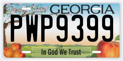 GA license plate PWP9399