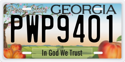 GA license plate PWP9401