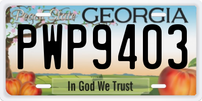 GA license plate PWP9403