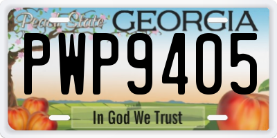 GA license plate PWP9405