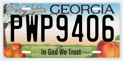 GA license plate PWP9406
