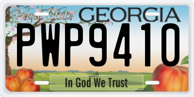 GA license plate PWP9410