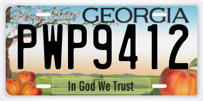 GA license plate PWP9412