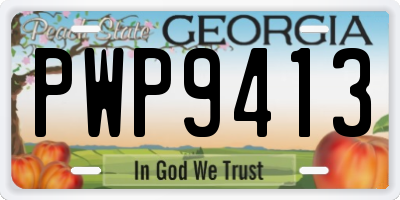 GA license plate PWP9413
