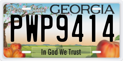 GA license plate PWP9414