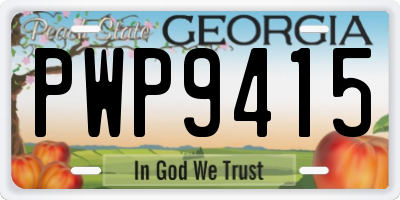GA license plate PWP9415