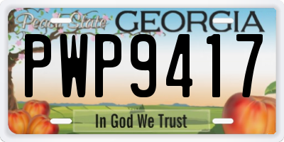 GA license plate PWP9417