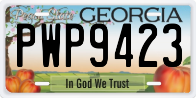 GA license plate PWP9423