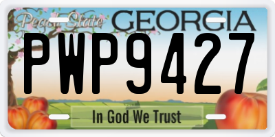 GA license plate PWP9427