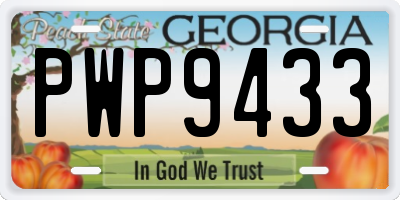 GA license plate PWP9433