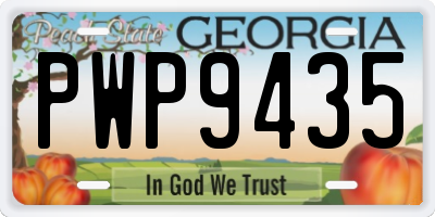 GA license plate PWP9435