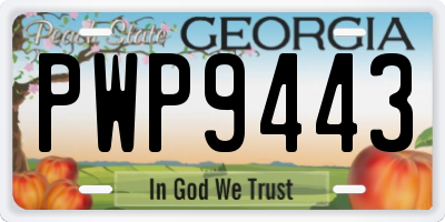 GA license plate PWP9443