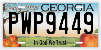 GA license plate PWP9449