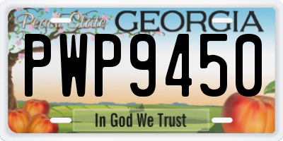 GA license plate PWP9450