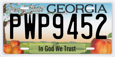 GA license plate PWP9452